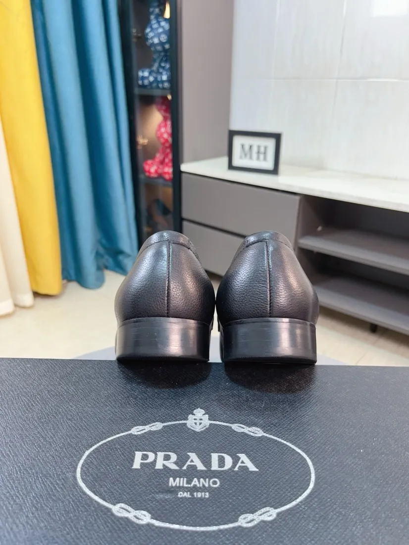 Men's shoes 💰540🌹🌹【PRADA Leather Shoes】Top purchasing agency Original imported Italian custom-made open-edge beaded cowhide leather surface, fully imported water-dyed breathable cowhide lining, original factory special molded sole super comfortable, size: 38-44